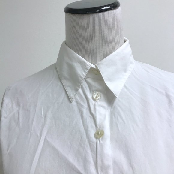Anne Fontaine white button up wrap tie long sleeve shirt top made in France 4 - Picture 2 of 8